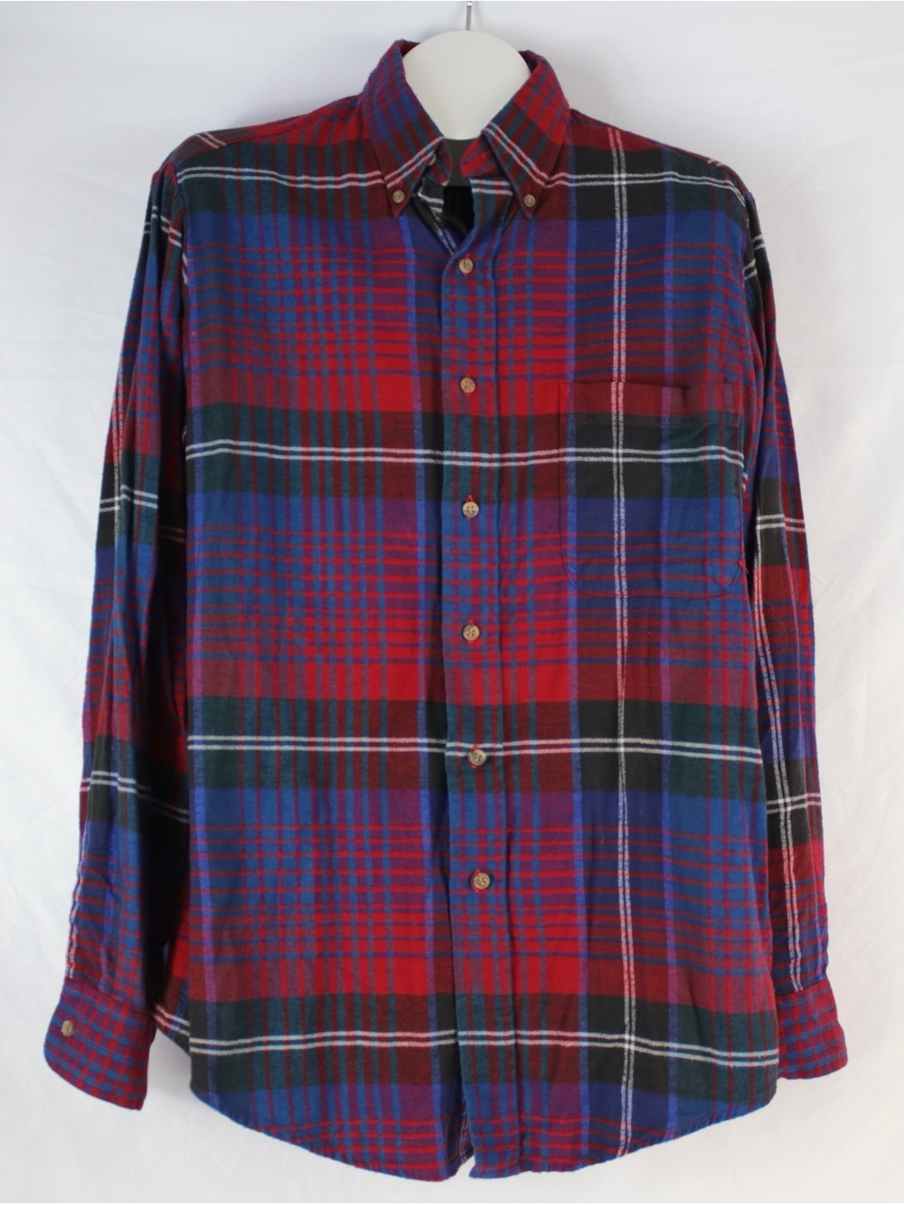 Claybrooke Outdoors Red,‎ Blue & Black Long Sleeve Button Up Flannel Mens Size M